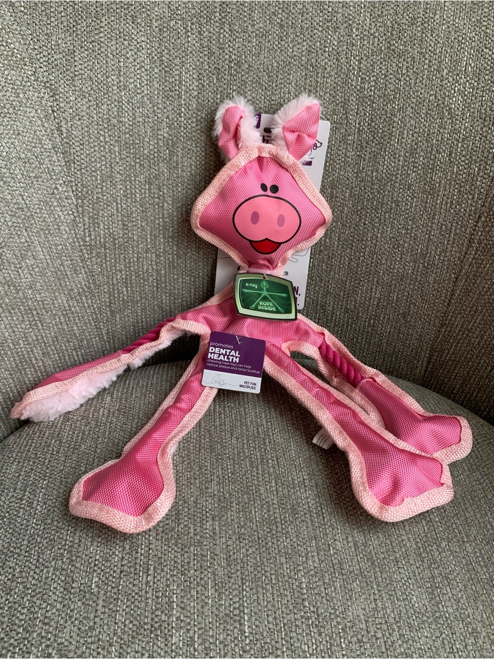MultiPet Pink Pig Chewy Dog Rope Toy